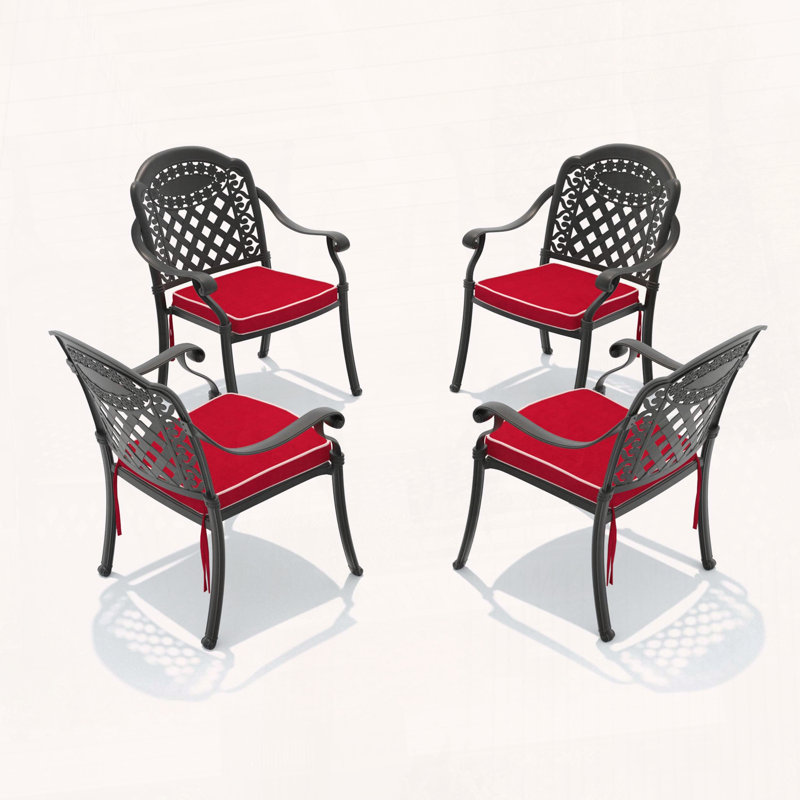 Ensemble de chaises de patio en aluminium coulé 4 pièces avec design empilable