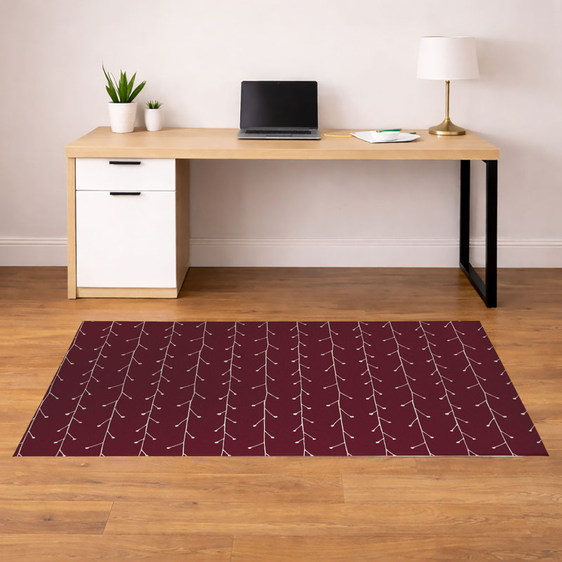 Tapis de bureau léger décoratif à motif de branches de vigne, L 84 po x P 60 po, Vin