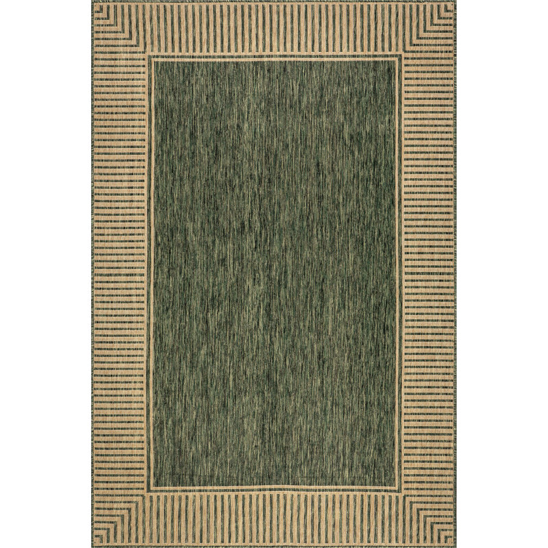 Alegre Bordered Indoor/Outdoor Rug, Rectangle 5' x 8', Green