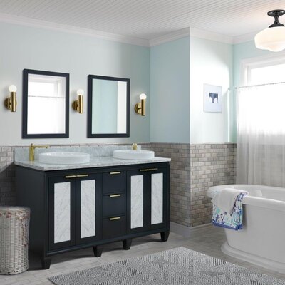 Schreck 61"" Double Bathroom Vanity Set with Mirror -  Rosdorf Park, 47A3E38157164E558F37ED4F83F27D54