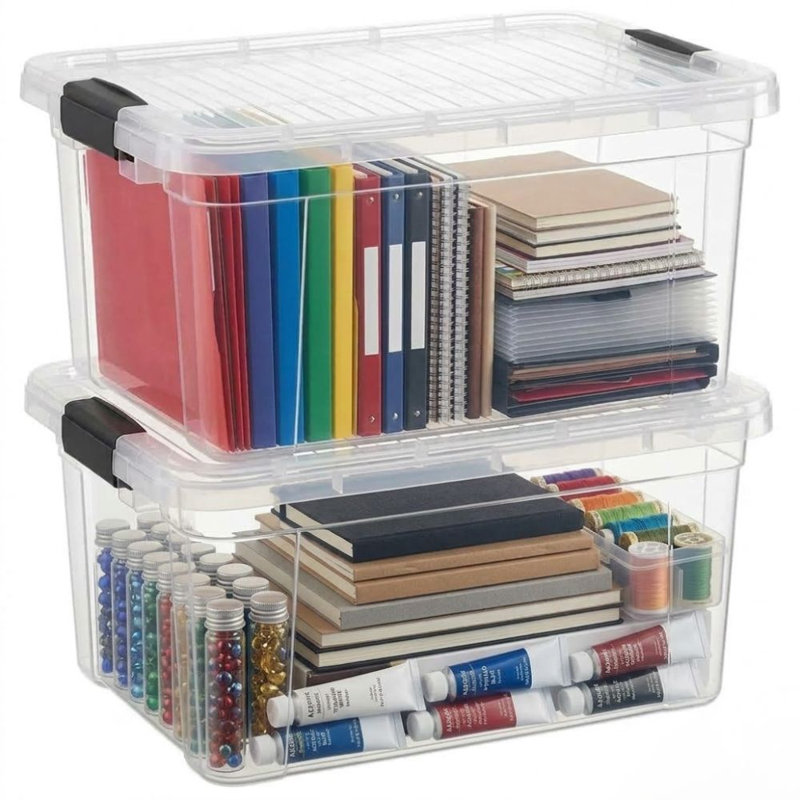 Superio 21 pte Bac de rangement transparent avec couvercle, boîte de rangement en plastique pour la maison, 21 pintes