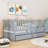 Storage Wooden Floor Bed with Guardrails and 2 Drawers-93548537-93548536