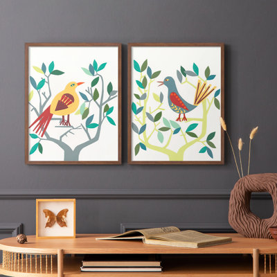 WhittyBird III - reproduction encadrée de qualité supérieure - prête à être accrochée - aucun clou requis - aucun clou requis