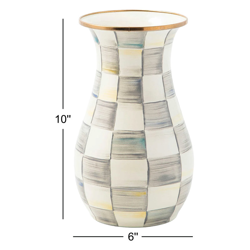 Sterling Check Tall Vase