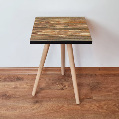 Modern Scandinavian Side Table, Camel & Brown, 13.8 x 16.5 x 13.8 Inches | 100% MDF with Durable Beech Wood Legs, Thickness: 0.7 Inches | Stylish & Functional Furniture for Living Room or Bedroom