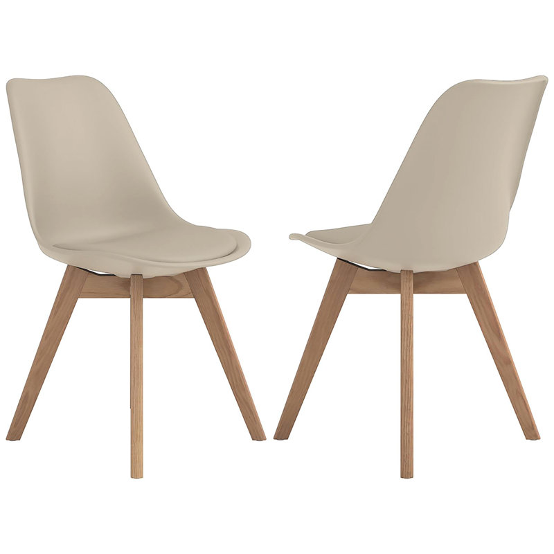 Tan And Oak Padded Side Chairs (2pcs) - Modern Elegant Seating Option (2) Sophisticated Look For Dining Room, Stress-