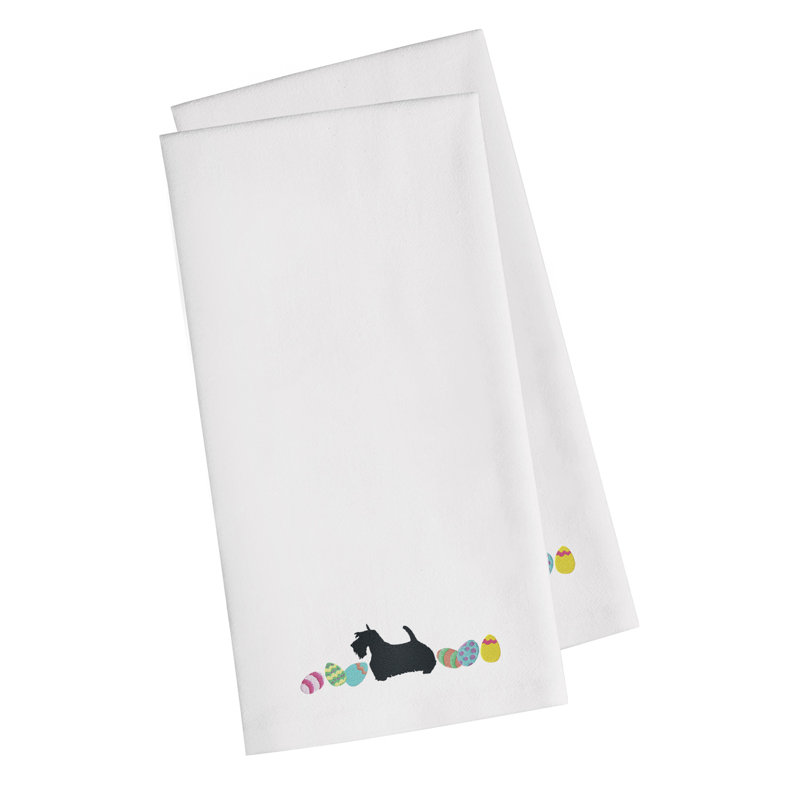 Cotton Embroidered Tea Towel Kitchen Towel, White, 28" H x 19" W x 0.1" D