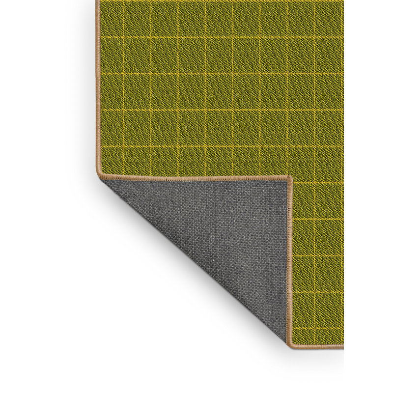 Tapis vert / jaune en laine à carreaux, Rectangle 2 pi x 3 pi