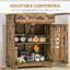 Buffet avec comptoir en bois massif, armoire de rangement de cuisine moderne, armoire à café avec 2 tiroirs, portes et tablette réglable, brun rustique