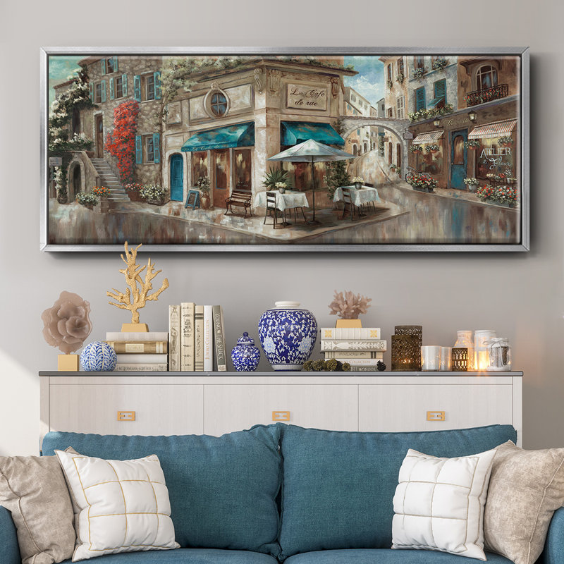 Corner Café- Framed Canvas, 8" H x 20" W
