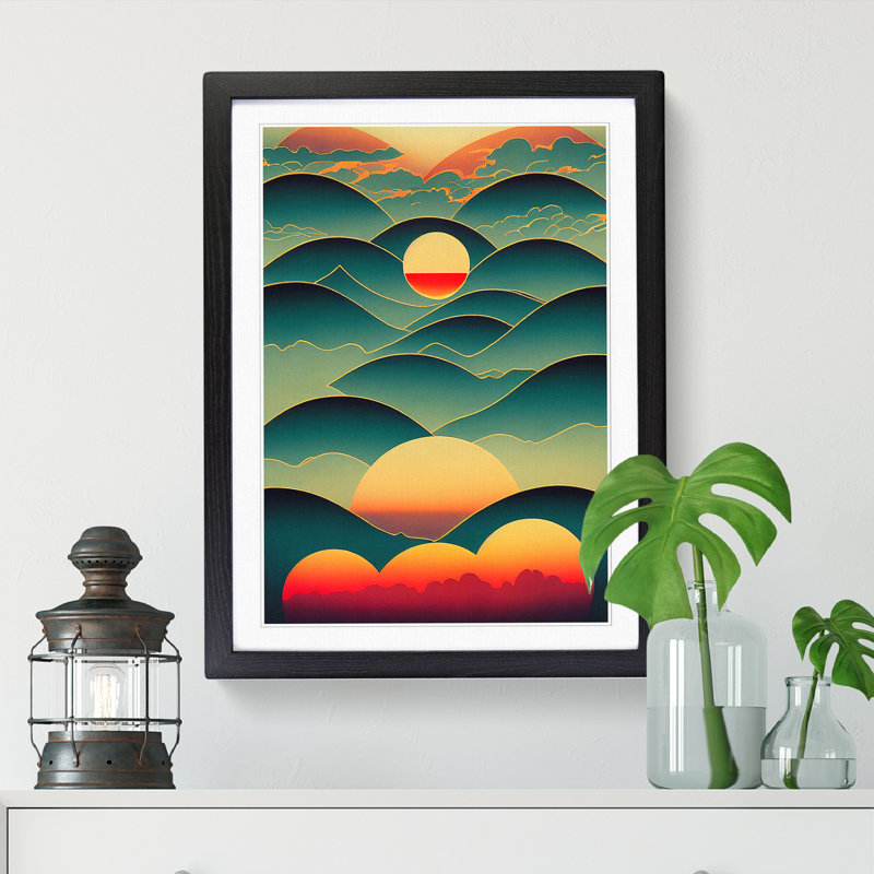 Sunset Collage - Framed Print, 46cm H x 25cm W x 2cm D, Oak