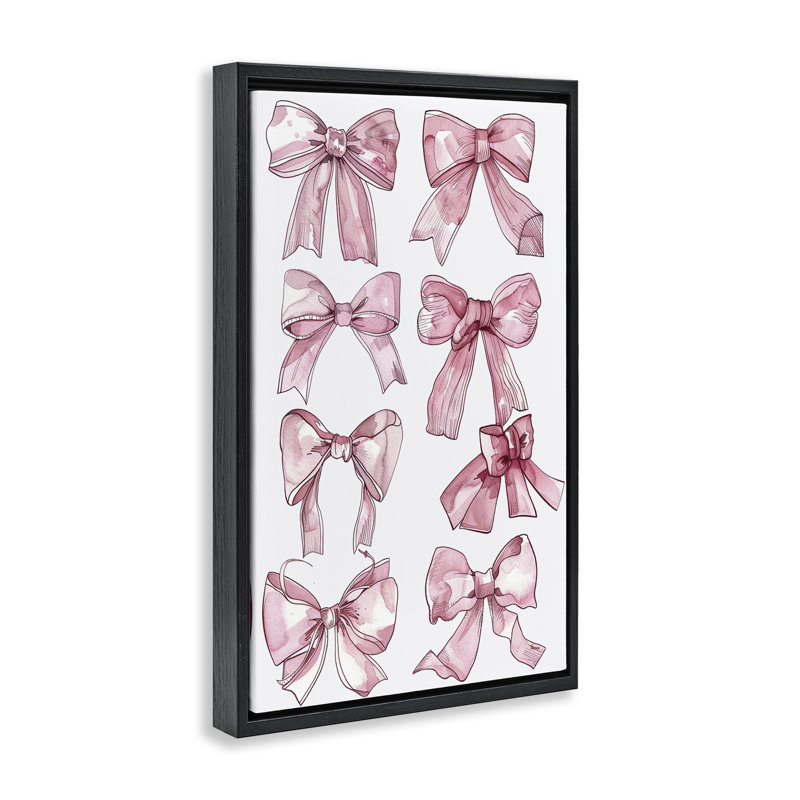 Différents rubans dans un cadre flottant rose, design par LSR Design Studio, Cadre flottant noir de jais, H 25 po x l 17 po
