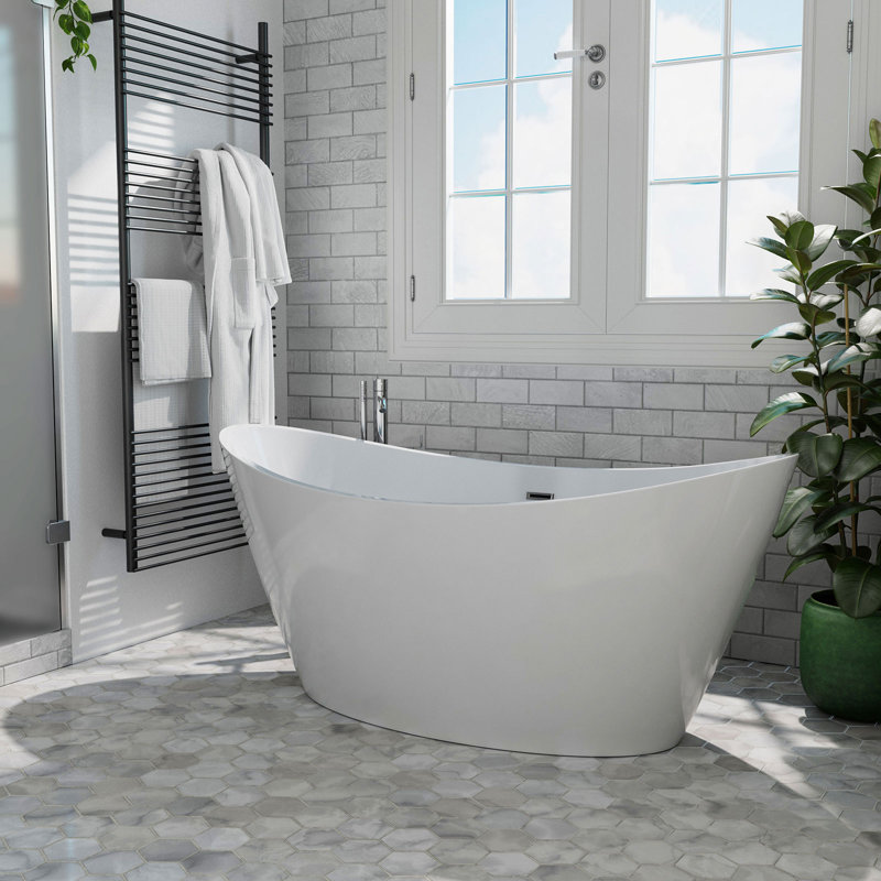 59'' x 30'' Freestanding Soaking Plastic / Acrylic Bathtub