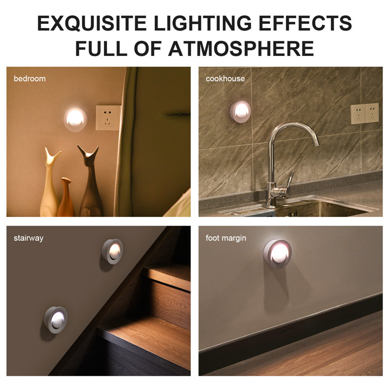 Radar Motion Sensor Night Light for Bathroom & Hallway, Rechargeable Round LED with Eye-Caring Gentle Glow