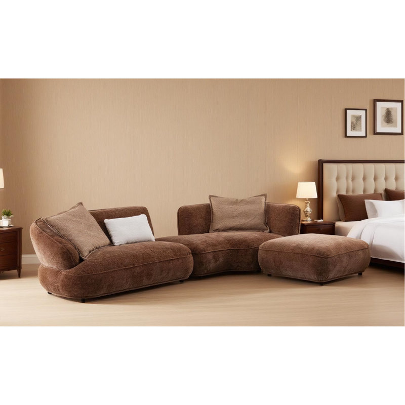 Mocha Cloud 125'' Sectional Sofa With Ottoman