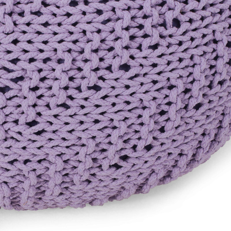 Pouf rond en coton Bordeaux, lavande, Polyester lavande