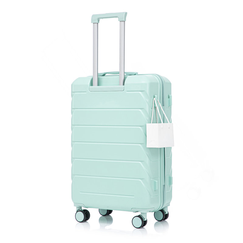 Grand bagage à carreaux en plastique dur 28 pouces ABS - Surface résistante aux égratignures Quatre roues multidirectionnelles, avec serrure à combinaison et crochets latéraux. (Vert menthe)