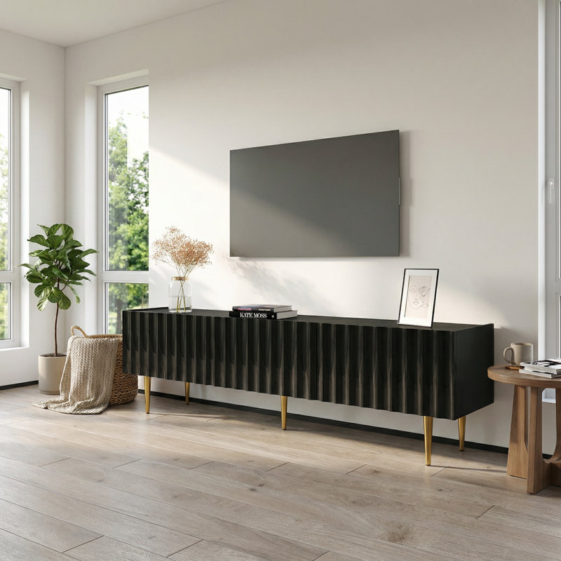 Meuble télé 70,9 po Rillie, Noir