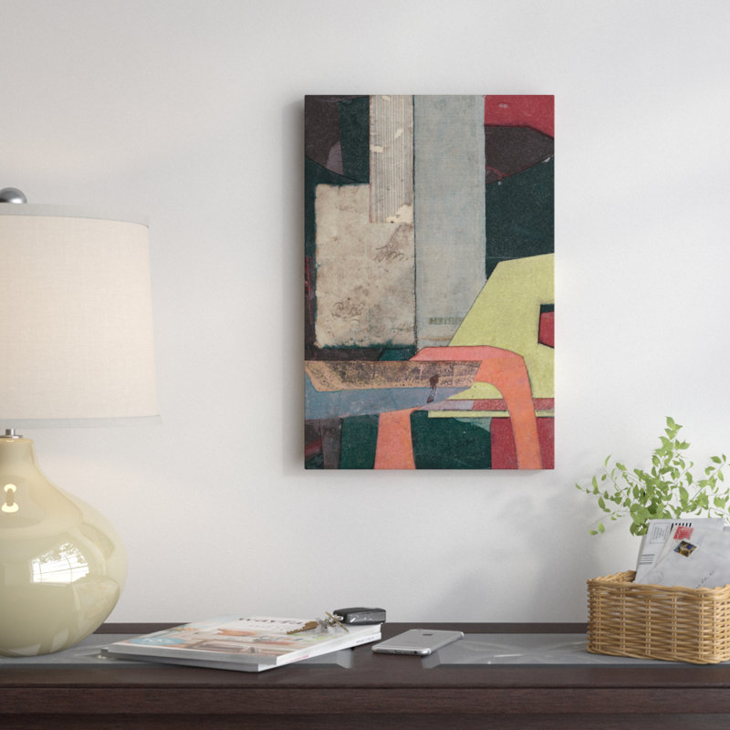 «Mid-Century Collage II» par Rob Delamater - impression, H 60 po x l 40po x P 1,5 po, Toile avec cadre noir, Pas de tapis