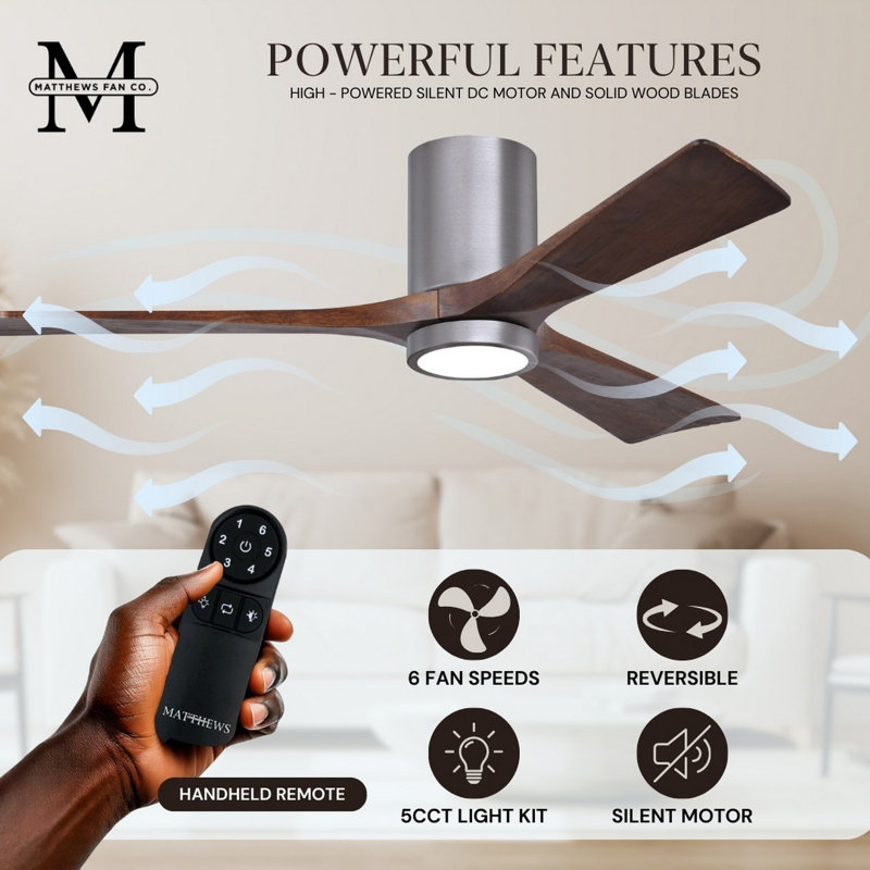 Irene LED Ceiling Fan, Walnut, Brushed Pewter, 42"