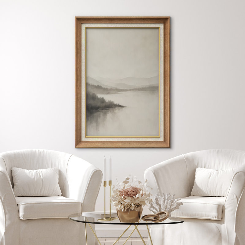 Œuvre encadrée de qualité supérieure - impression de paysage rétro pour décor de salon - 26 po x 36 po, Naturel