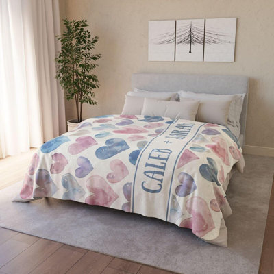 Jeté de couple sur mesure, jeté de couette personnalisé Valentines, cadeaux d'anniversaire de fiançailles de mariage pour femme, cadeaux de Saint-Valentin pour couple de mari épouse, 30 po x 40 po