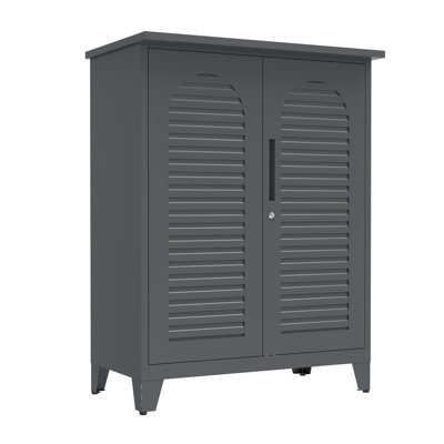 Armoire de rangement pour outils en métal de 47 po de hauteur, avec amplement d'espace de rangement pour le garage, l'entrepôt, le jardin, le bureau, le salon, la salle de bain et la buanderie (ardoise)