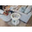 Monaco - Round End Table - Palms Insert - Blanc Finish