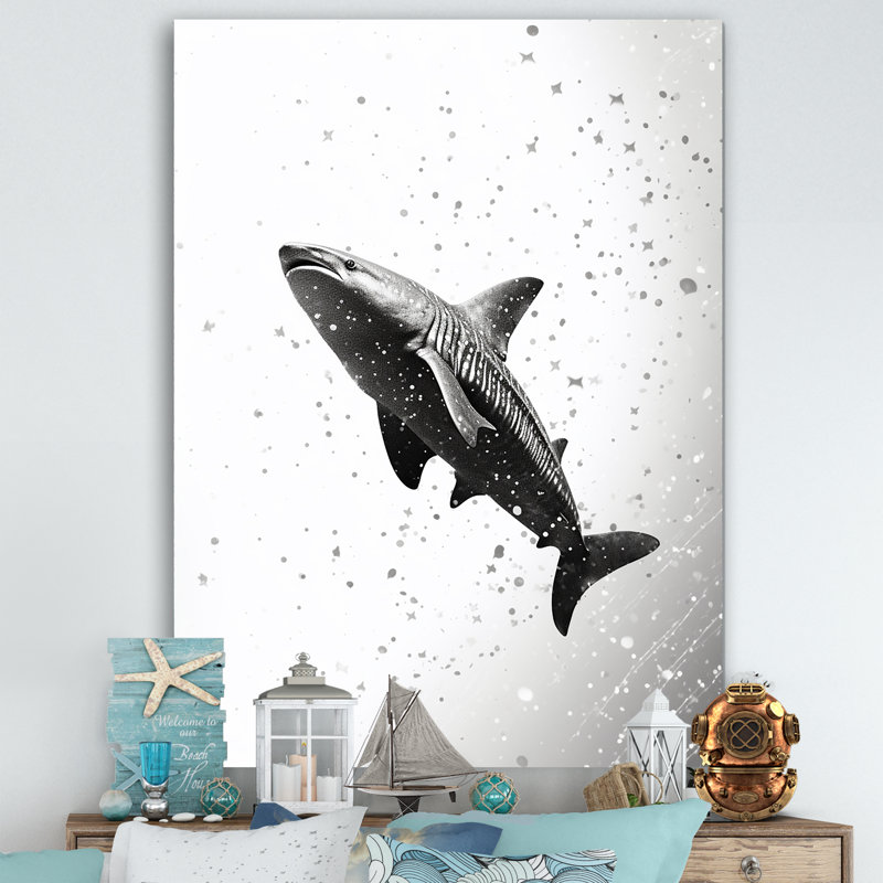" Monochrome Gray Shark Dance II ", Wrapped Canvas, 40" H x 30" W x 1.5" D