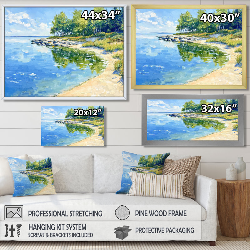 «Great Lakes Reflections In Michigan I - Michigan Wall Art Living Room», Reproduction encadrée d'une seule photo sans pass