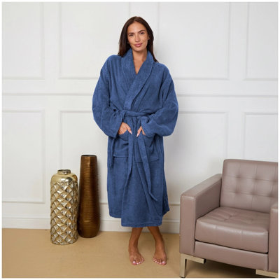 100% Cotton Mid-Calf Bathrobe with Pockets