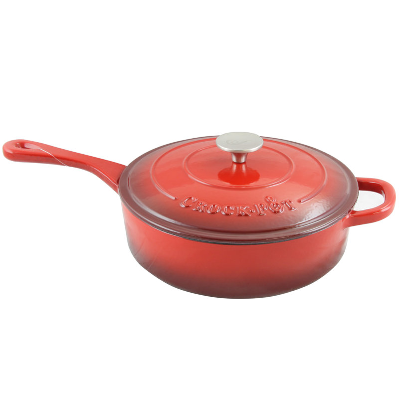 Scarlet Red 3.5 Qt Cast Iron Sauté Pan with Lid