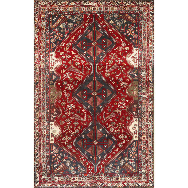 Tapis traditionnel rouge / beige / noir Endy, Rectangle 3 pi x 5 pi