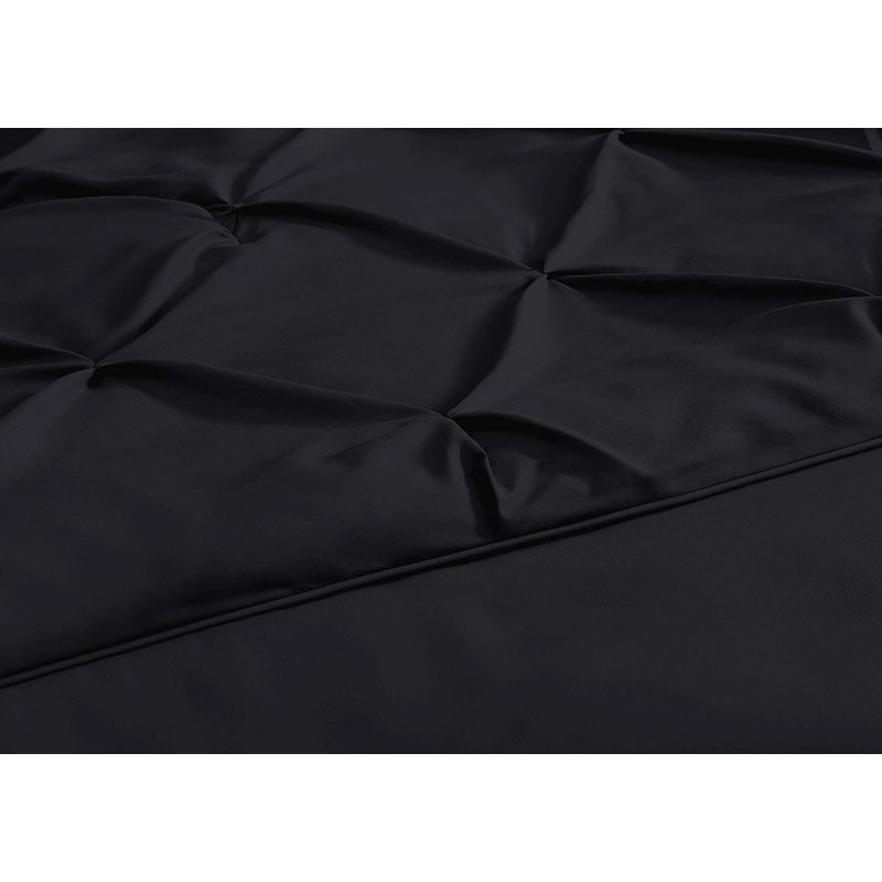 Ensemble d'édredon en microfibre 7 pièces Sydney Pintuck, Très grand californien, Noir