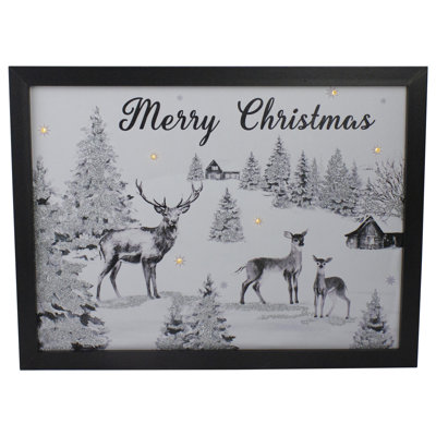 Art mural illuminé en toile Merry Christmas 11,75 po x 15,75 po