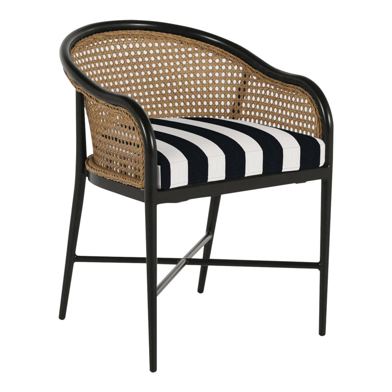 Havana Arm Chair, No Welt, Cabana Stripe Midnight, Black