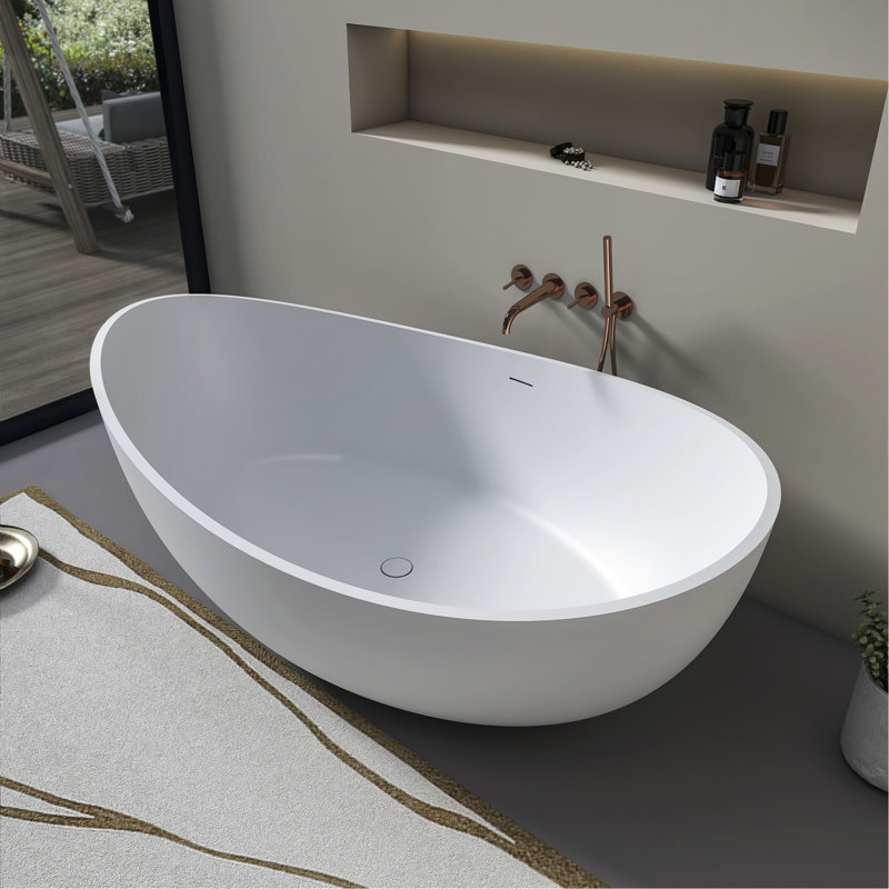 Baignoire de trempage autoportante à surface solide de 70 pouces pour salle de bain