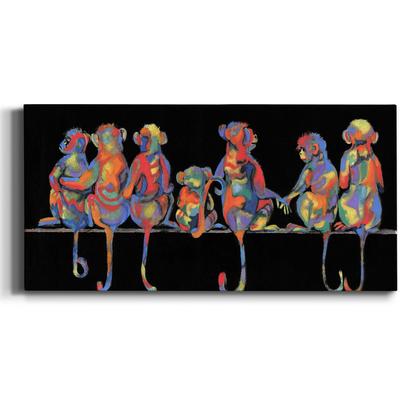 Fun Monkeys - impression sur toile tendue, H 16 po x l 8 po x P 1 po