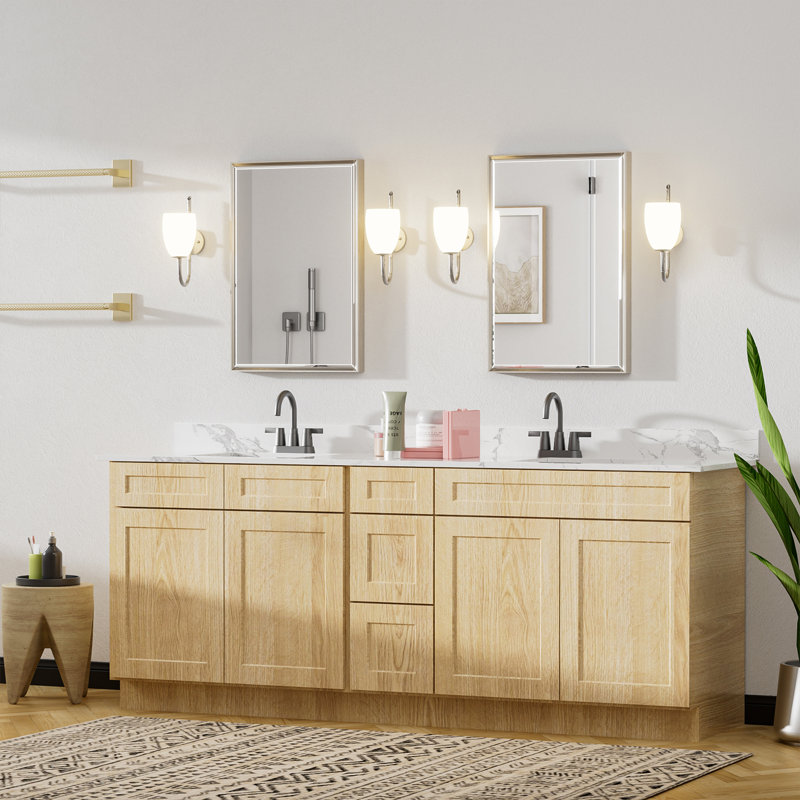 Miroir de salle de bain mural Lohoski, 36 po x 24 po, Nickel brossé