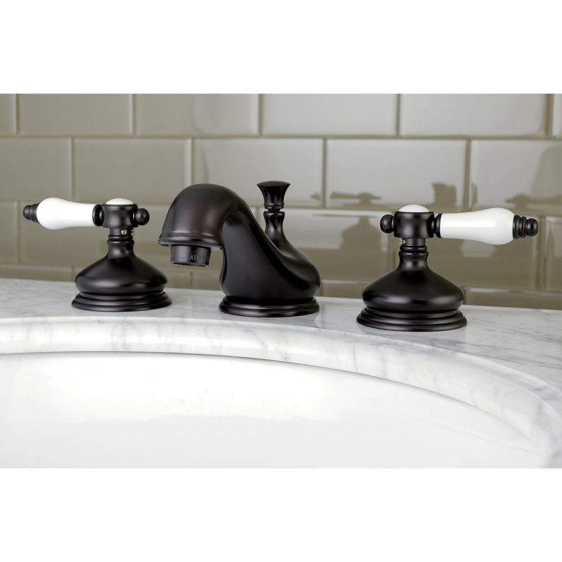 Kingston Brass Bel-Air Two-Handle 3-Hole Deck Mount Widespread Bathroom Faucet with Brass Pop-Up Drain, Oil Rubbed Bronze