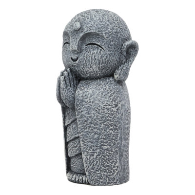 Monk jizo japonaise happy avec mains apposantes dans prayer mini figurine Ute