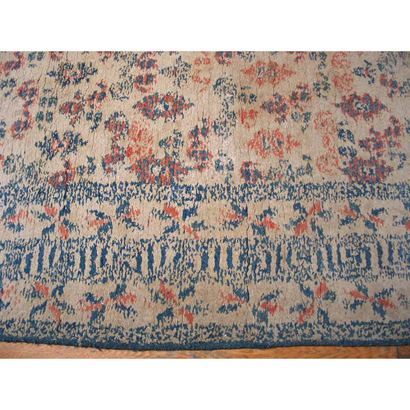 Tapis de couloir antique en coton ivoire