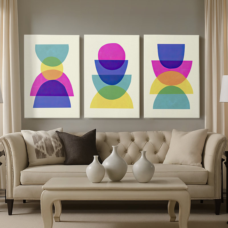 Bright Stack I  -Custom Wrapped Gallery Canvas - 3 Pieces, 48" H x 96" W
