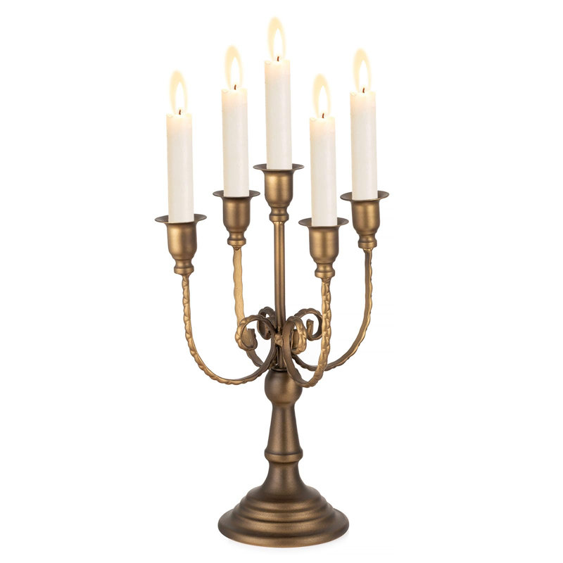 Arywn Metal Tabletop Candlestick, Bronze
