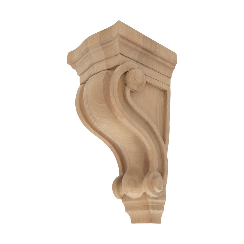 10-1/2 in x 4-7/8 in x 5-1/4 in Unfinished Solid Classic Traditional Plain Wood Corbel, Cherry