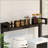 HOMCOM Baker's Rack with Power Outlet and LED Lights, Bakers Racks for Kitchens with Storage, Industrial Microwave Stand with Glass Holders, Metal Basket, Multiple Shelves, Rustic Brown-824532093