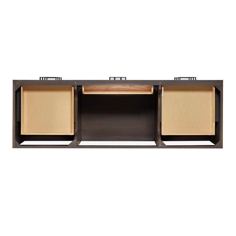 Thornaby 66'' Solid Wood Single Bathroom Vanity with 1.5'' Carrara Quartz Top, Oval, Brown Oak