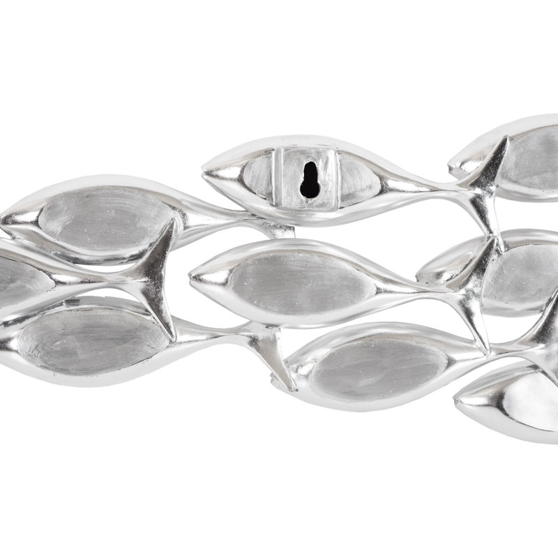 School Of Fish Wall Decor In Silver Leaf