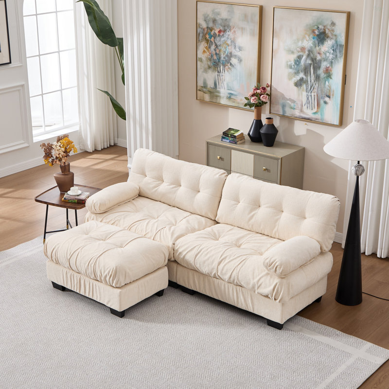 Canapé modulaire modulaire Cloud Couch avec sièges profonds et repose-pieds, Beige