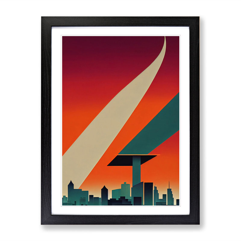 City Skyline Deco No.6 1 Piece Single Picture Frame Wall Art, 34cm H x 25cm W x 2cm D, Black